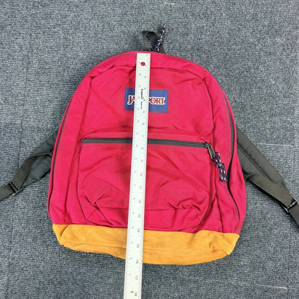Vintage JanSport Red Suede Bottom Backpack Made in USA 43967 Right Pack 90s